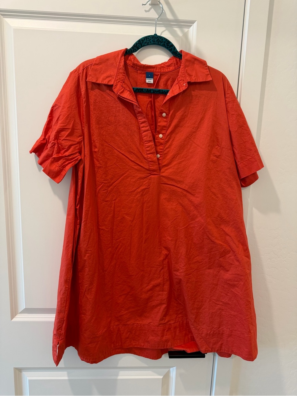 Women's Red Short-Sleeve Polo Tunic